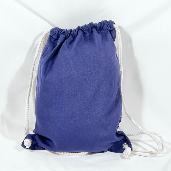 Vans Bucket Bench Bag Backpack Navy Blue White Cotton Drawstrings Closure New - Picture 2 of 7
